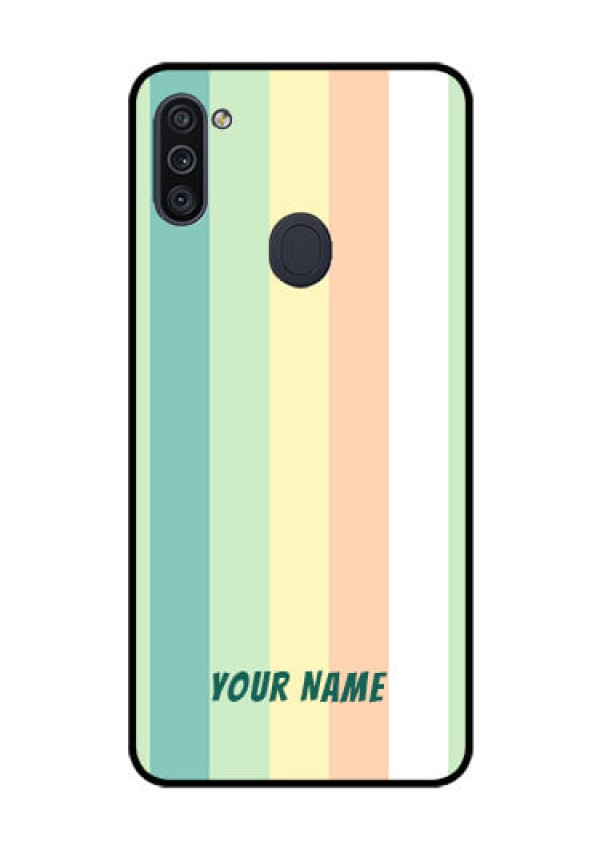 Galaxy M11 Photo Printing on Glass Case - Multi-colour Stripes Design