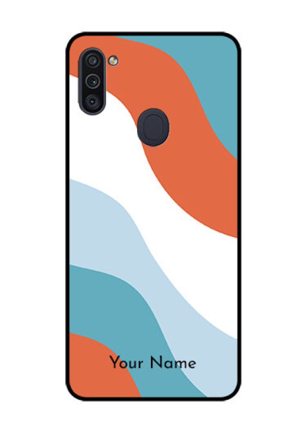 Galaxy M11 Custom Glass Mobile Case - coloured Waves Design