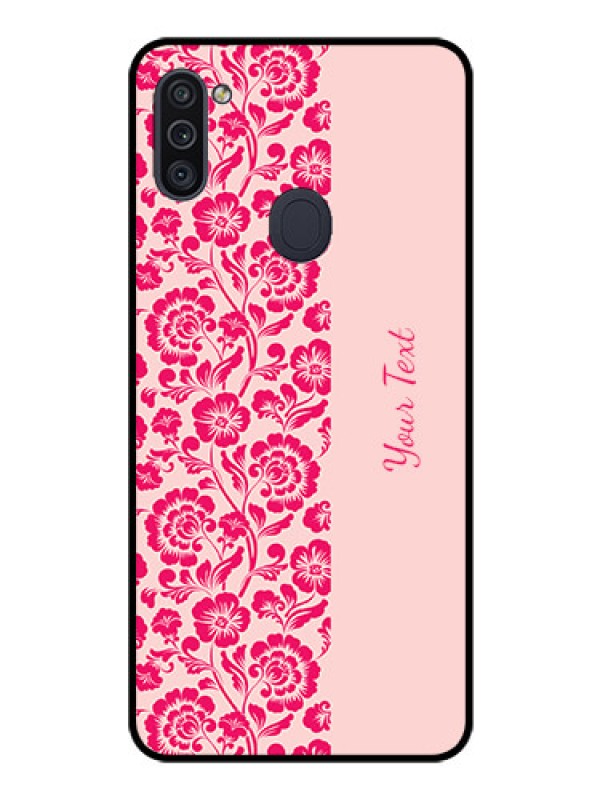 Custom Galaxy M11 Custom Glass Phone Case - Attractive Floral Pattern Design