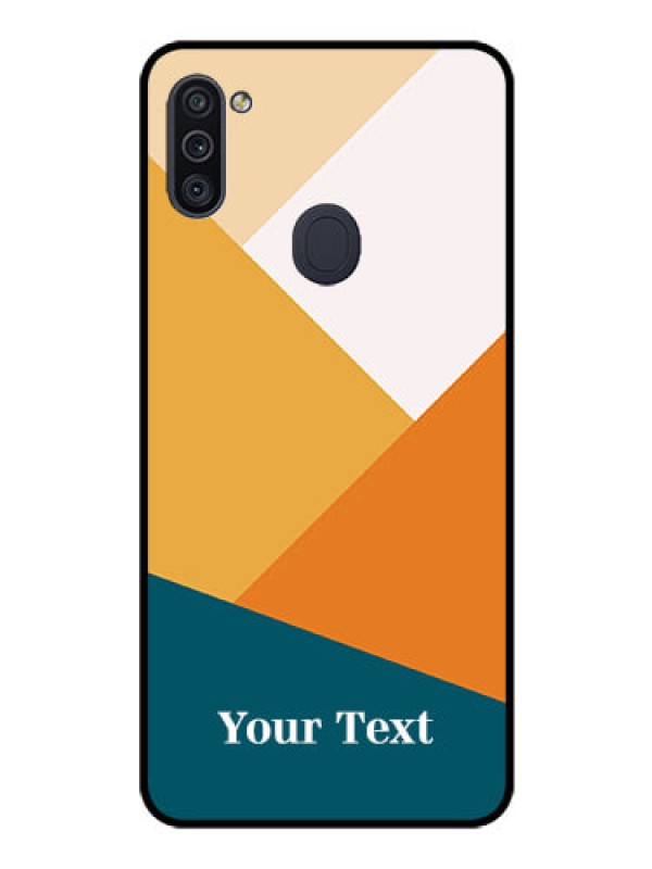 Custom Galaxy M11 Personalized Glass Phone Case - Stacked Multi-colour Design