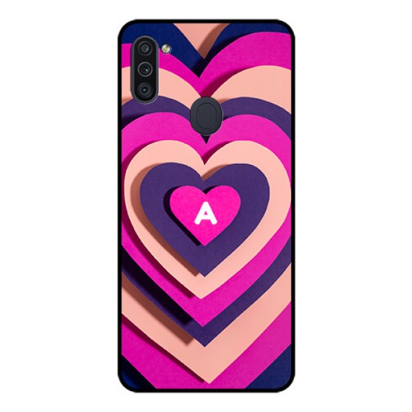 Galaxy M11 Custom Glass Mobile Case - Cute Heart Pattern Design