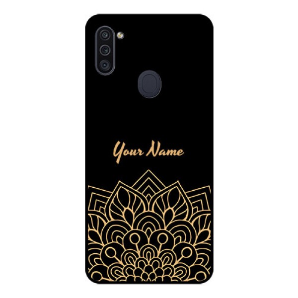 Galaxy M11 Custom Glass Phone Case - Golden mandala Design