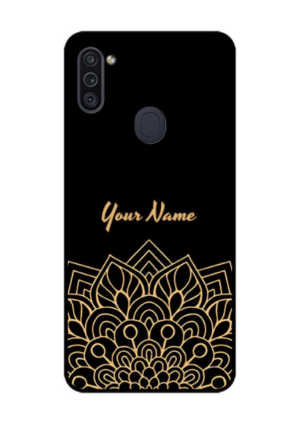 Galaxy M11 Custom Glass Phone Case - Golden mandala Design