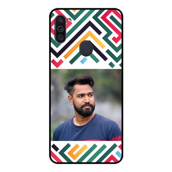 Galaxy M11 Personalized Glass Phone Case - Colorful Maze Pattern Design Galaxy M11 Personalized Glass Phone Case - Colorful Maze Pattern Design