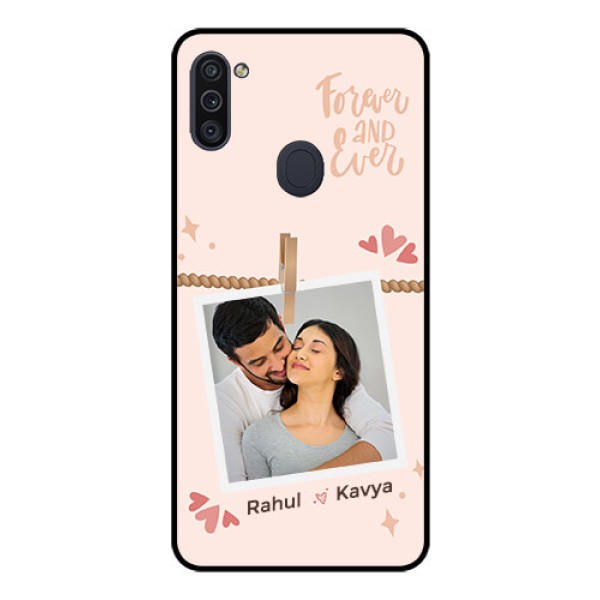 Galaxy M11 Custom Glass Phone Case - Forever and ever love Design