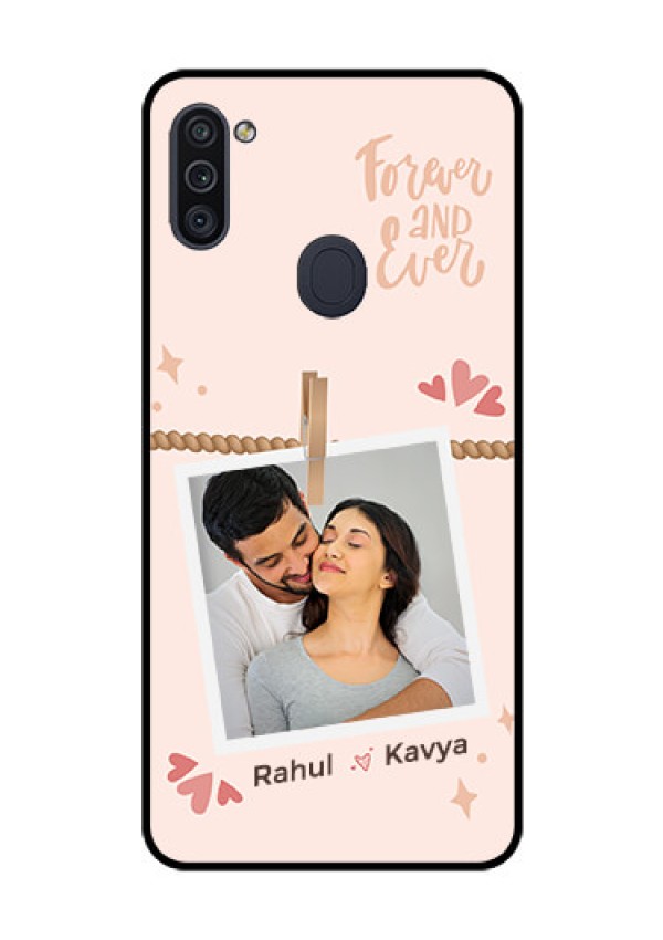 Galaxy M11 Custom Glass Phone Case - Forever and ever love Design