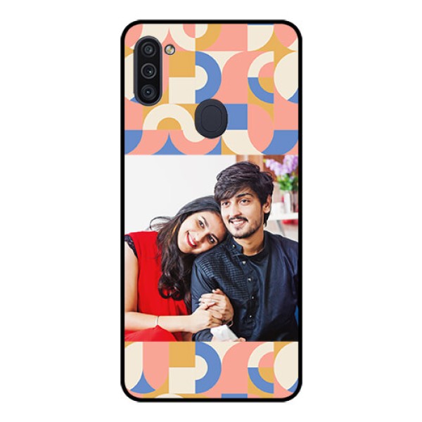 Galaxy M11 Photo Printing on Glass Case - Semi-circle Maze Pattern Design Galaxy M11 Photo Printing on Glass Case - Semi-circle Maze Pattern Design