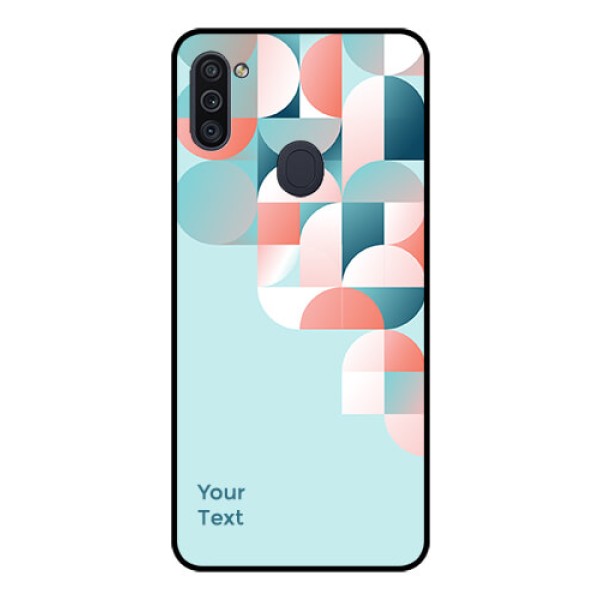 Galaxy M11 Custom Glass Phone Case - Stylish Semi-circle Pattern Design Galaxy M11 Custom Glass Phone Case - Stylish Semi-circle Pattern Design