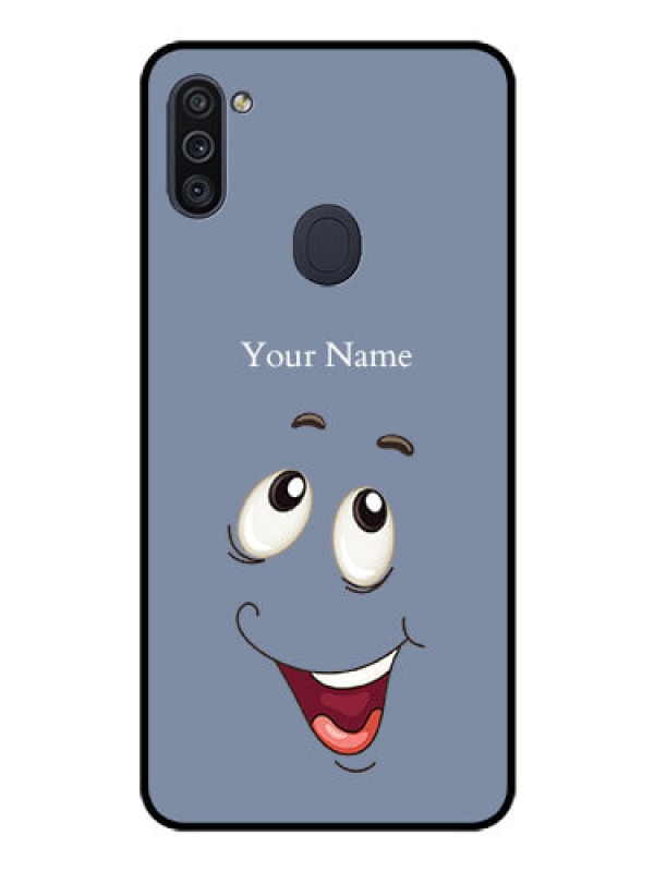 Custom Galaxy M11 Photo Printing on Glass Case - Laughing Cartoon Face Design