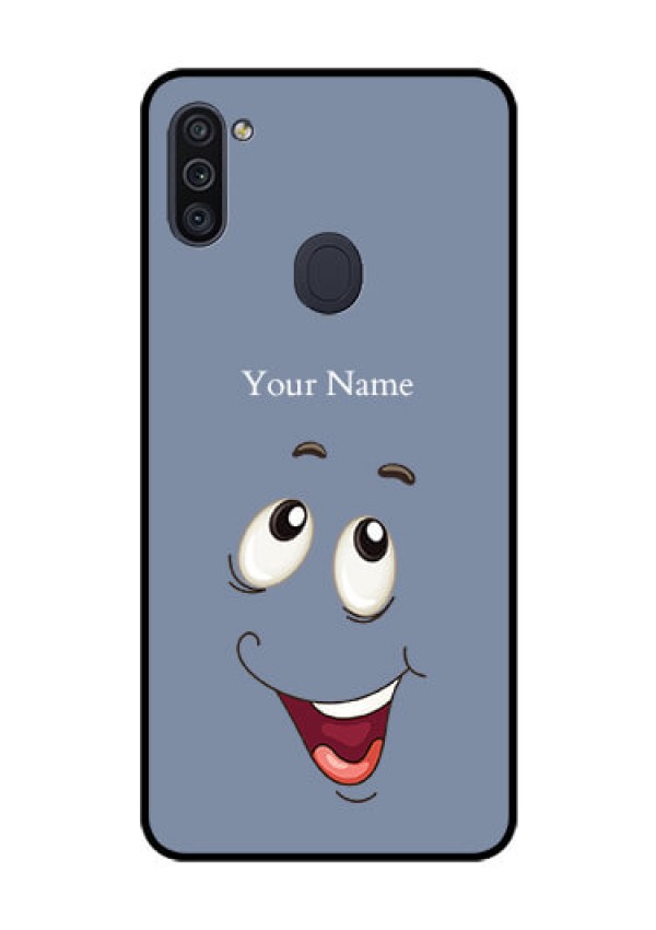 Galaxy M11 Photo Printing on Glass Case - Laughing Cartoon Face Design