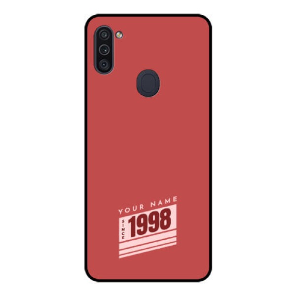 Galaxy M11 Custom Glass Phone Case - Red custom year of birth Design Galaxy M11 Custom Glass Phone Case - Red custom year of birth Design