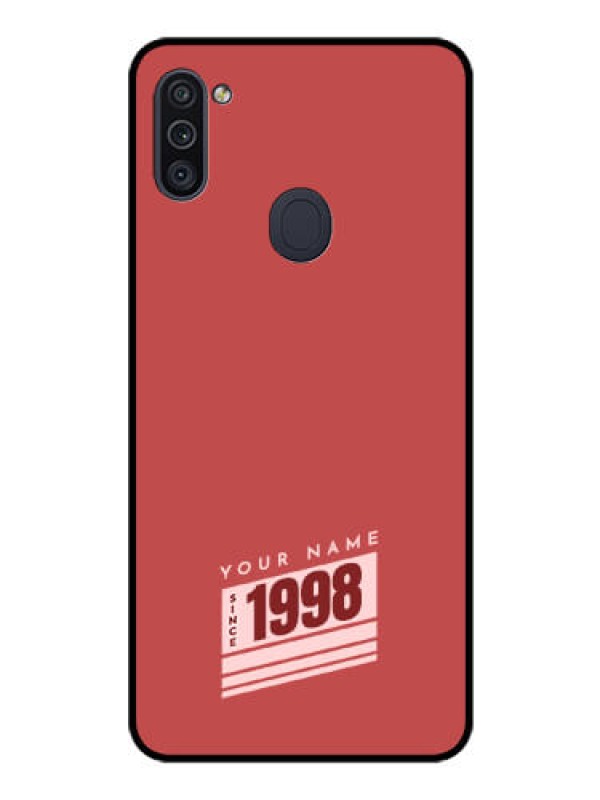 Custom Galaxy M11 Custom Glass Phone Case - Red custom year of birth Design