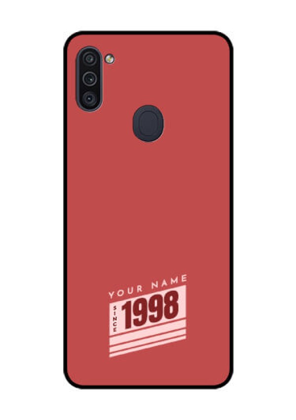 Galaxy M11 Custom Glass Phone Case - Red custom year of birth Design