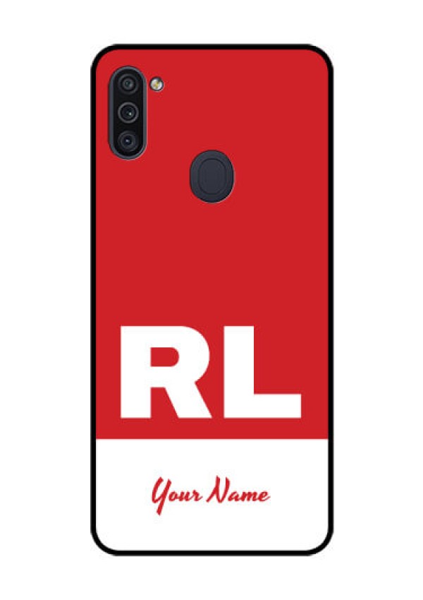 Galaxy M11 Personalized Glass Phone Case - dual tone custom text Design