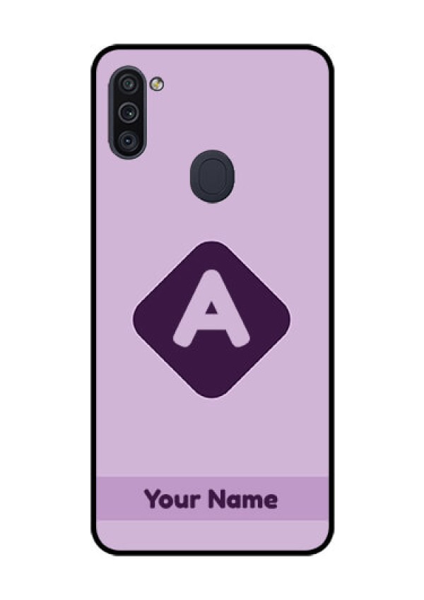 Galaxy M11 Custom Glass Mobile Case - Custom Letter in curved badge Design