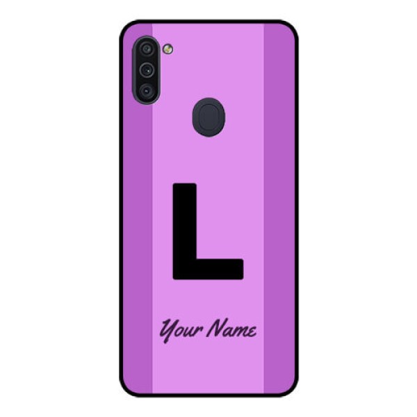 Galaxy M11 Custom Glass Phone Case - Tricolor custom text Design