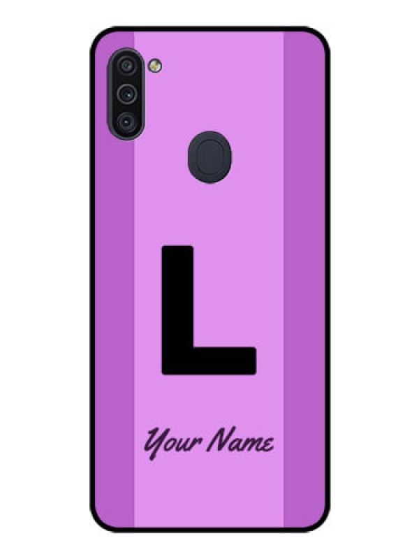 Custom Galaxy M11 Custom Glass Phone Case - Tricolor custom text Design