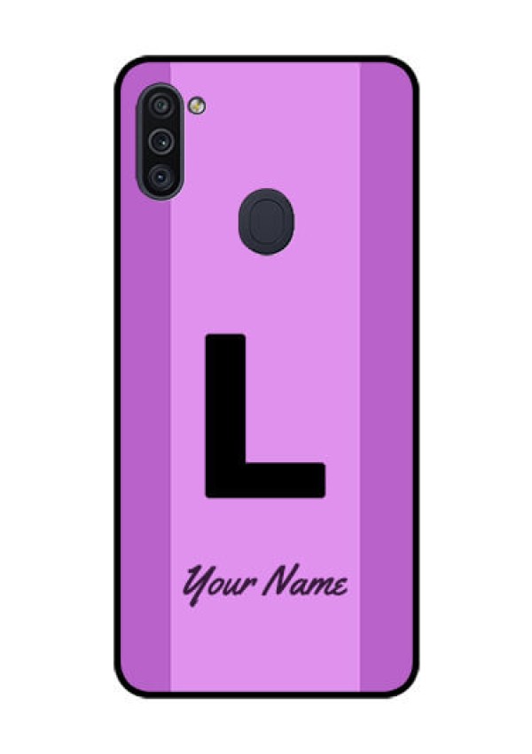 Galaxy M11 Custom Glass Phone Case - Tricolor custom text Design