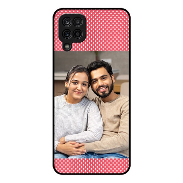 Galaxy M12 Custom Glass Phone Case - White Dotted Design