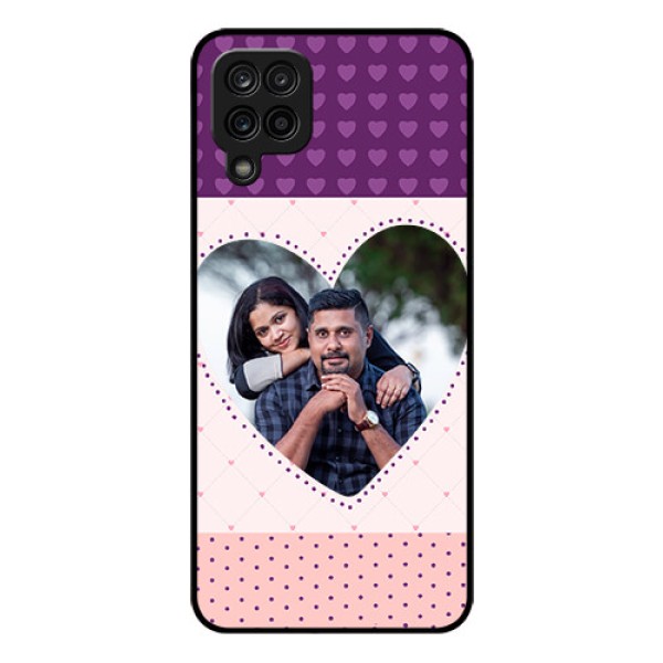 Galaxy M12 Custom Glass Phone Case - Violet Love Dots Design