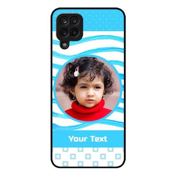 Galaxy M12 Custom Glass Phone Case - Simple Blue Case Design