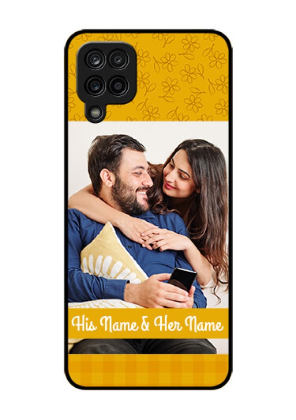 Galaxy M12 Custom Glass Mobile Case - Yellow Floral Design