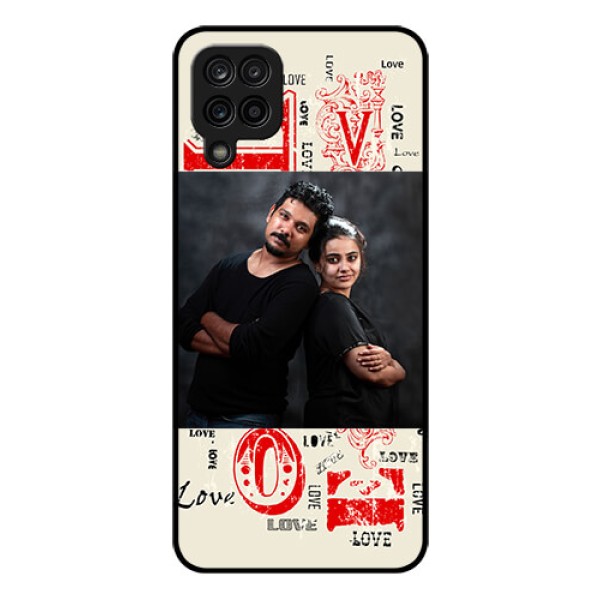 Galaxy M12 Photo Printing on Glass Case - Trendy Love Design Case