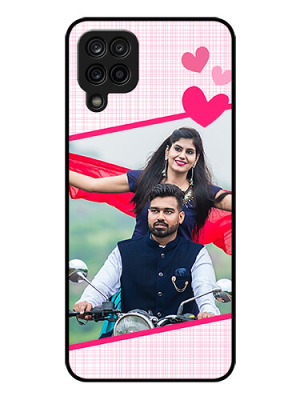 Custom Galaxy M12 Custom Glass Phone Case - Love Shape Heart Design