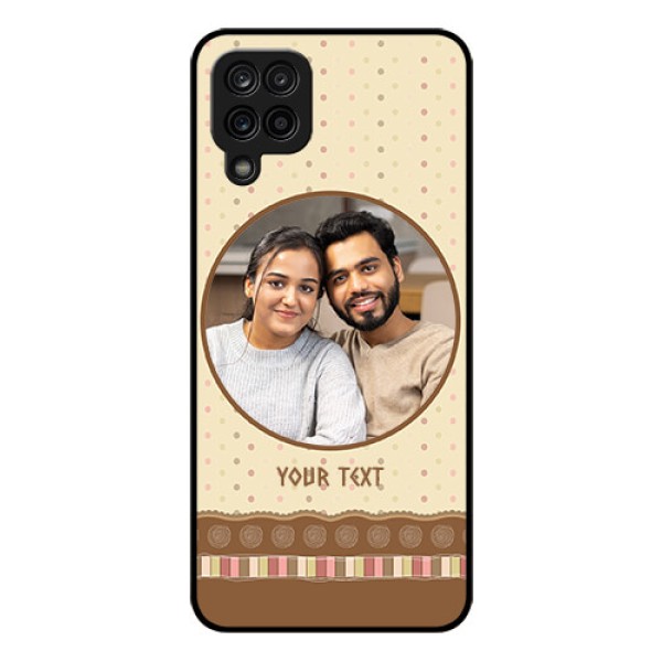Galaxy M12 Custom Glass Mobile Case - Brown Dotted Mobile Case Design Galaxy M12 Custom Glass Mobile Case - Brown Dotted Mobile Case Design