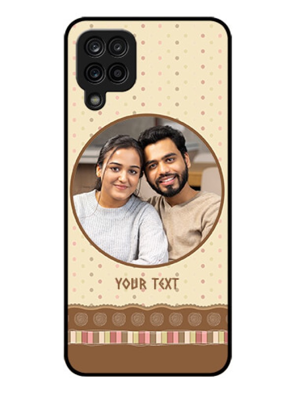 Custom Galaxy M12 Custom Glass Mobile Case - Brown Dotted Mobile Case Design