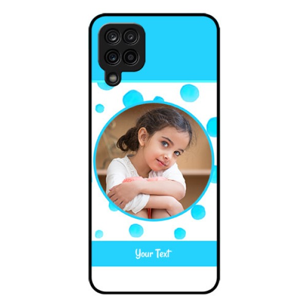 Galaxy M12 Photo Printing on Glass Case - Blue Bubbles Pattern Design Galaxy M12 Photo Printing on Glass Case - Blue Bubbles Pattern Design