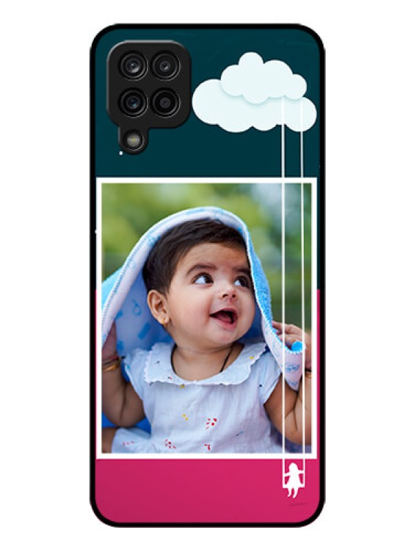Custom Galaxy M12 Custom Glass Phone Case - Cute Girl with Cloud Design