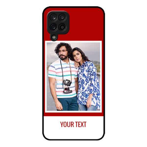 Galaxy M12 Personalized Glass Phone Case - Simple Red Color Design
