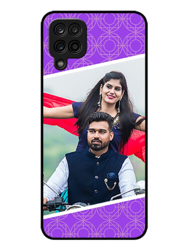 Custom Galaxy M12 Custom Glass Phone Case - Violet Pattern Design