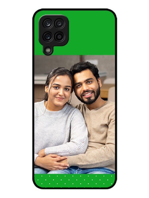 Custom Galaxy M12 Personalized Glass Phone Case - Green Pattern Design