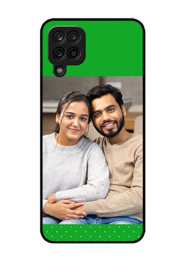 Galaxy M12 Personalized Glass Phone Case - Green Pattern Design
