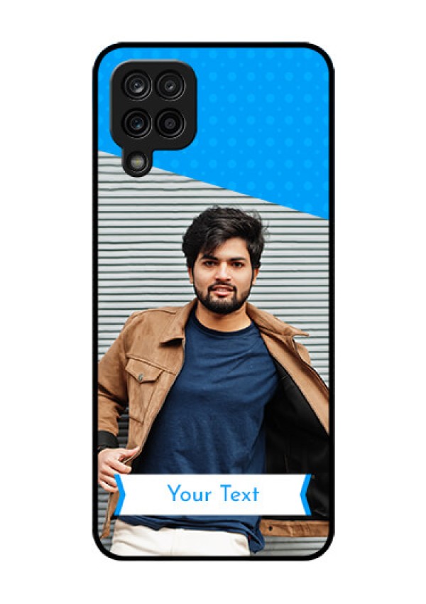 Galaxy M12 Photo Printing on Glass Case - Simple Blue Color Design