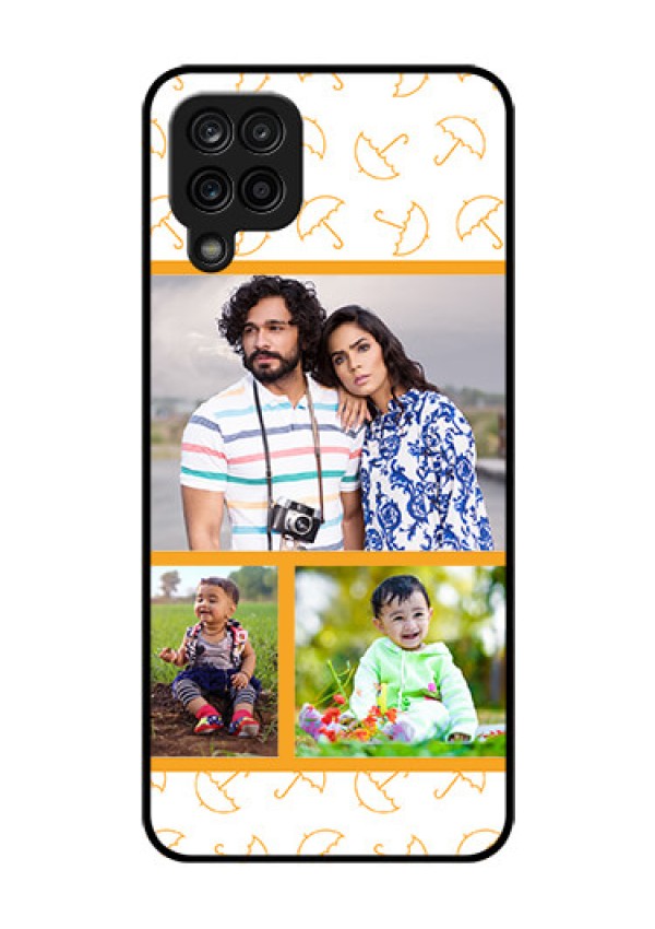 Galaxy M12 Custom Glass Mobile Case - Yellow Pattern Design