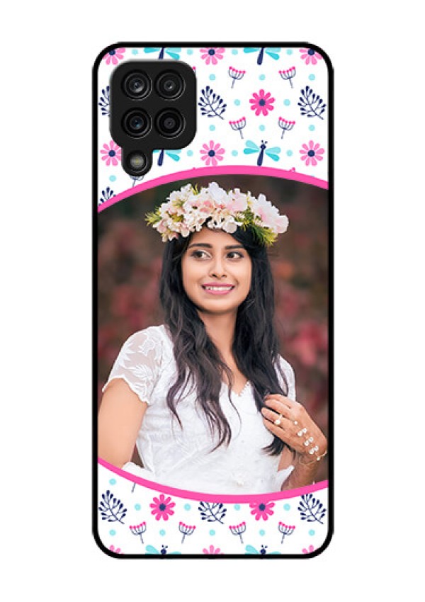 Galaxy M12 Photo Printing on Glass Case - Colorful Flower Design