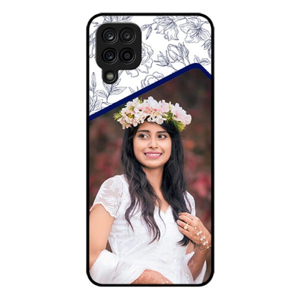 Galaxy M12 Personalized Glass Phone Case - Premium Floral Design