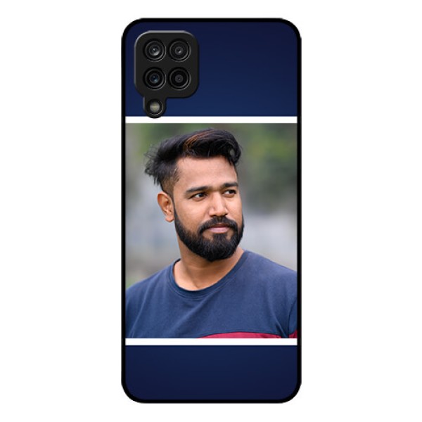 Galaxy M12 Personalized Glass Phone Case - Simple Royal Blue Design Galaxy M12 Personalized Glass Phone Case - Simple Royal Blue Design