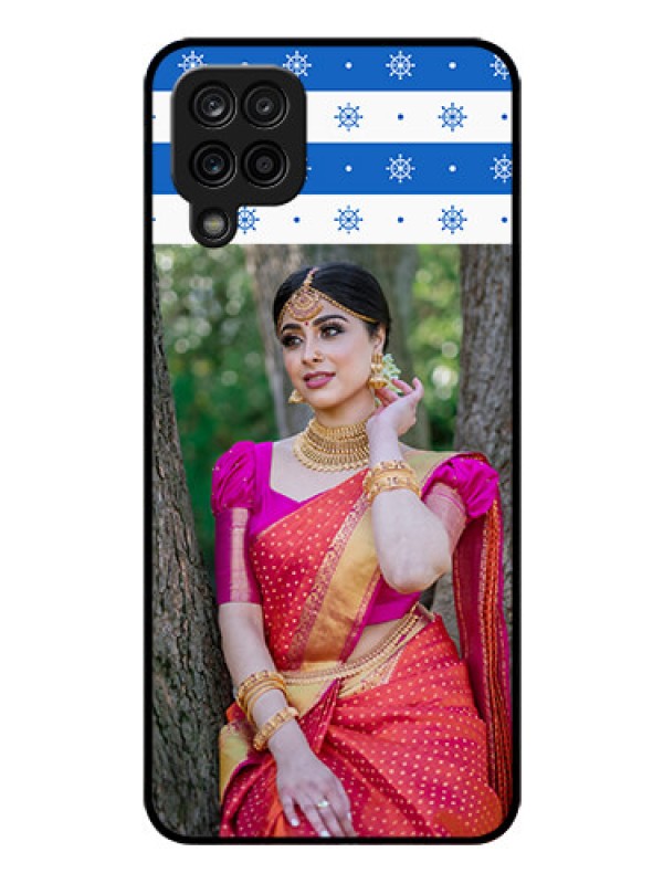 Custom Galaxy M12 Photo Printing on Glass Case - Snow Pattern Design