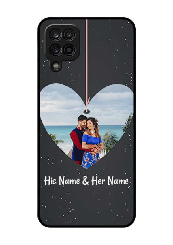 Galaxy M12 Custom Glass Phone Case - Hanging Heart Design