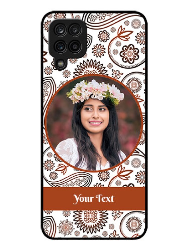 Custom Galaxy M12 Custom Glass Mobile Case - Abstract Floral Design 