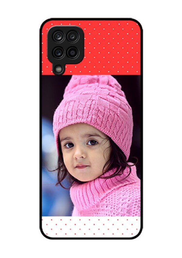 Galaxy M12 Photo Printing on Glass Case - Red Pattern Design