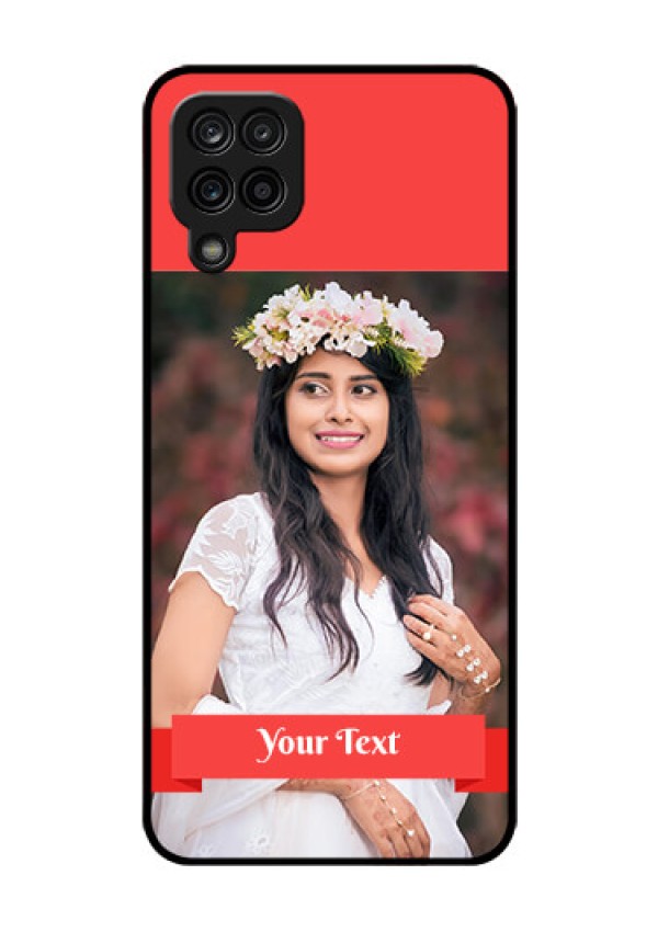 Galaxy M12 Custom Glass Phone Case - Simple Red Color Design