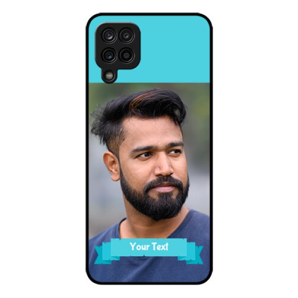 Galaxy M12 Personalized Glass Phone Case - Simple Blue Color Design Galaxy M12 Personalized Glass Phone Case - Simple Blue Color Design