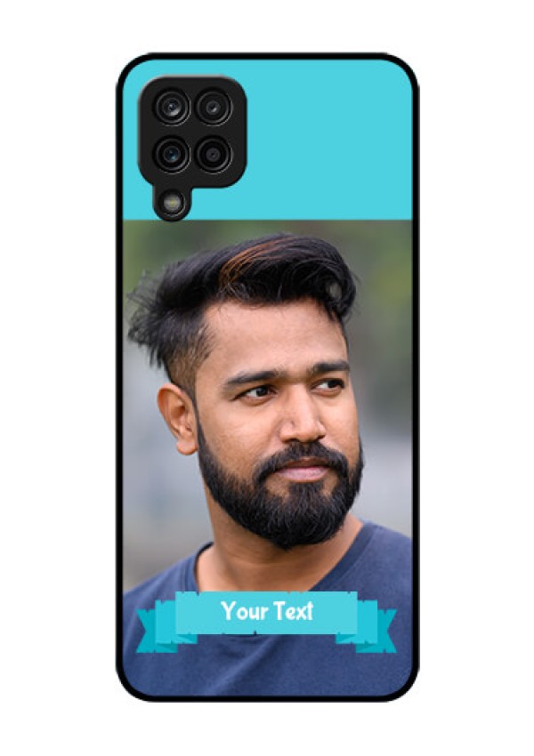 Galaxy M12 Personalized Glass Phone Case - Simple Blue Color Design