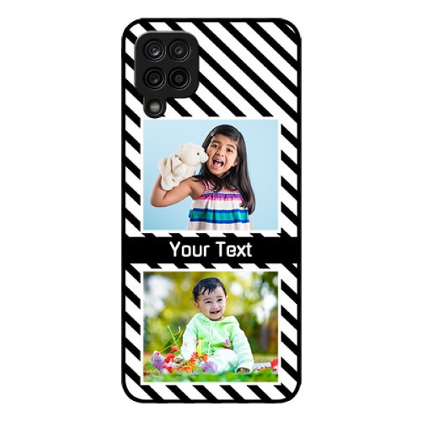 Galaxy M12 Photo Printing on Glass Case - Black And White Stripes Design Galaxy M12 Photo Printing on Glass Case - Black And White Stripes Design