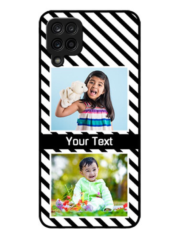 Custom Galaxy M12 Photo Printing on Glass Case - Black And White Stripes Design